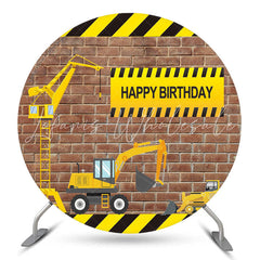 Lofaris Truck Brick Happy Birthday Round Backdrop For Boy