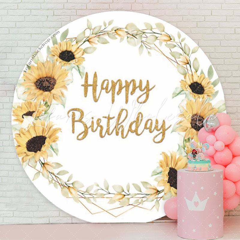 Lofaris Turnsole Ring Leaves Happy Birthday Round Backdrop