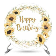 Lofaris Turnsole Ring Leaves Happy Birthday Round Backdrop