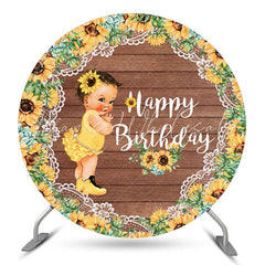 Lofaris Turnsole Wooden Round Birthday Backdrop For Girls