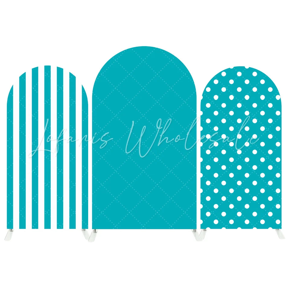 Turquoise Polka Dot Stripe Birthday Baby Shower Party Arch Backdrop Wall Cloth Cover