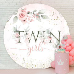 Lofaris Twin Girls Boho Floral Baby Shower Round Backdrop