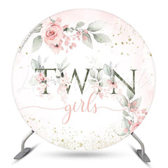 Lofaris Twin Girls Boho Floral Baby Shower Round Backdrop