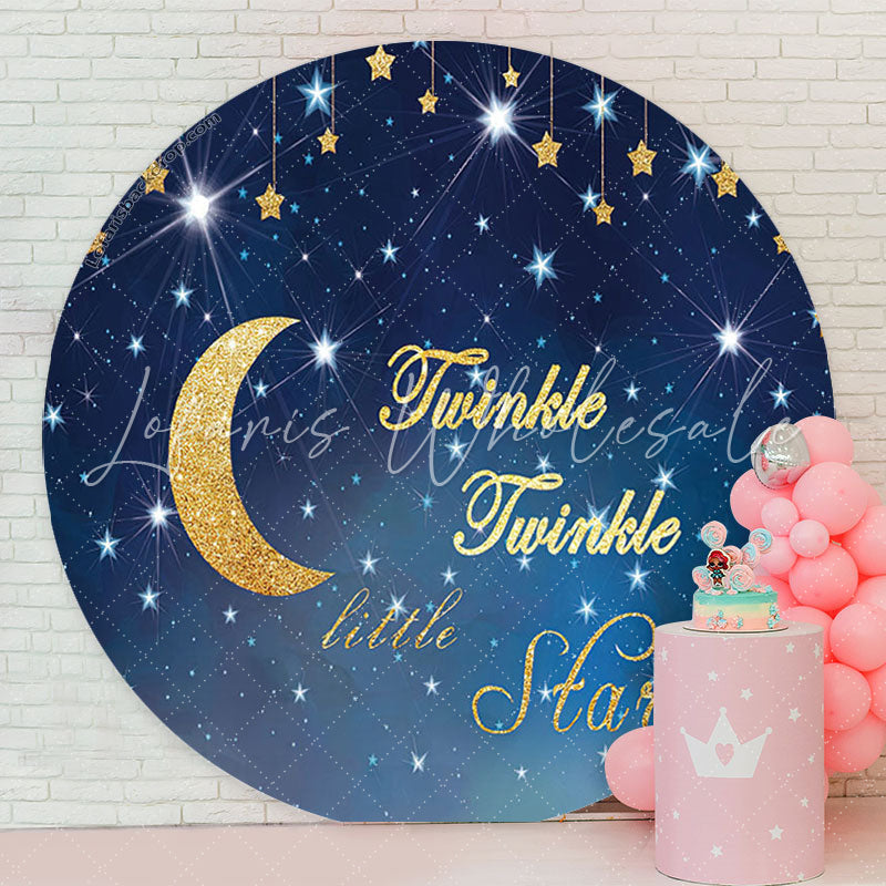 Lofaris Twinkle Little Star Night Baby Shower Round Backdrop