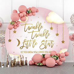 Lofaris Twinkle Little Star Pink Baby Shower Round Backdrop
