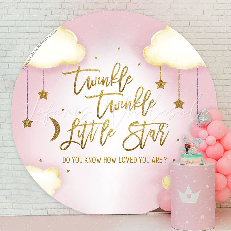 Lofaris Twinkle Little Star Pink Baby Shower Round Backdrop