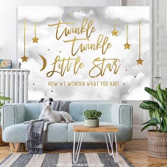 Lofaris Twinkle Star Cloud Sky Theme Happy Birthday Backdrop