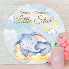 Lofaris Twinkle Star Elephant Baby Shower Round Backdrop