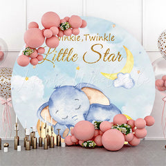 Lofaris Twinkle Star Elephant Baby Shower Round Backdrop