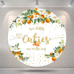 Lofaris Two Cuties On The Way Orange Floral Baby Shower Backdrop