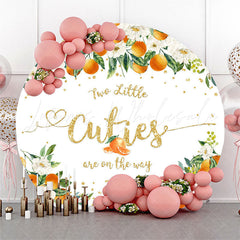 Lofaris Two Cuties On The Way Orange Floral Baby Shower Backdrop