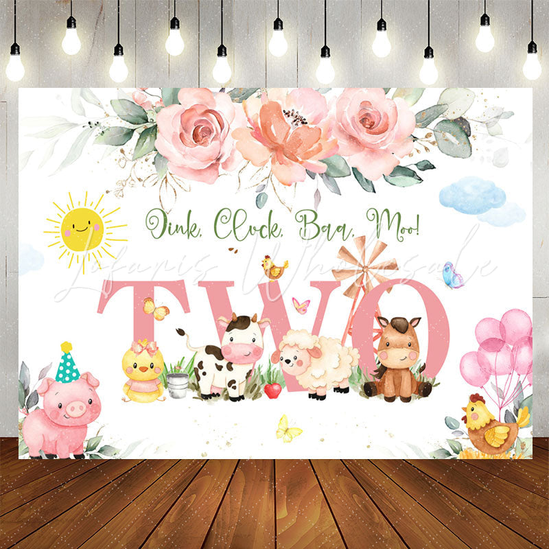 Lofaris Two Floral Plants Animals 2nd Birthday Backdrop