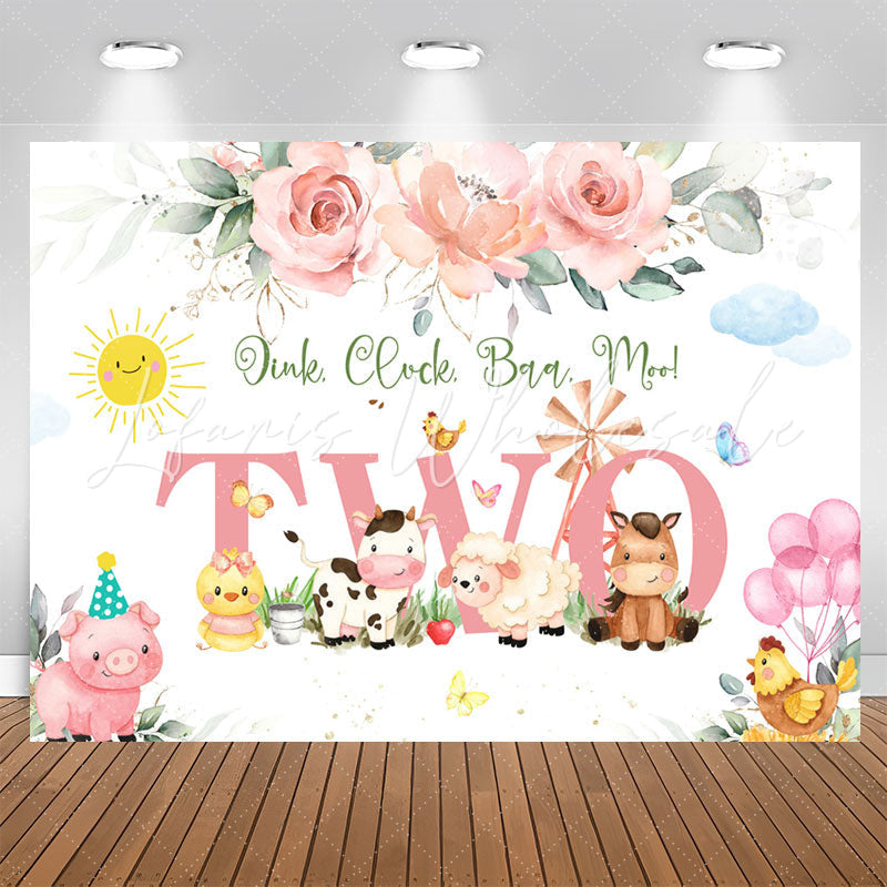 Lofaris Two Floral Plants Animals 2nd Birthday Backdrop