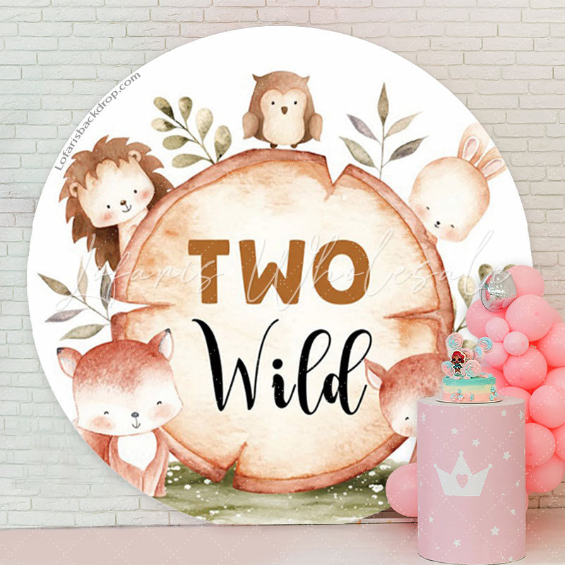 Lofaris Two Wild Forest Animal 2nd Birthday Round Backdrop