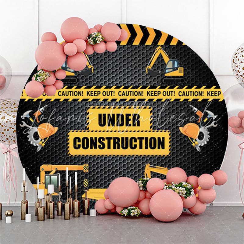 Lofaris Under Construction Excavator Round Birthday Backdrop