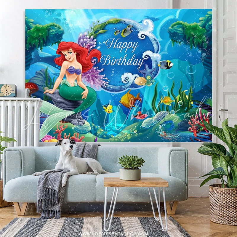 Lofaris Under The Sea Little Mermaid Cartoon Girls Backdrop