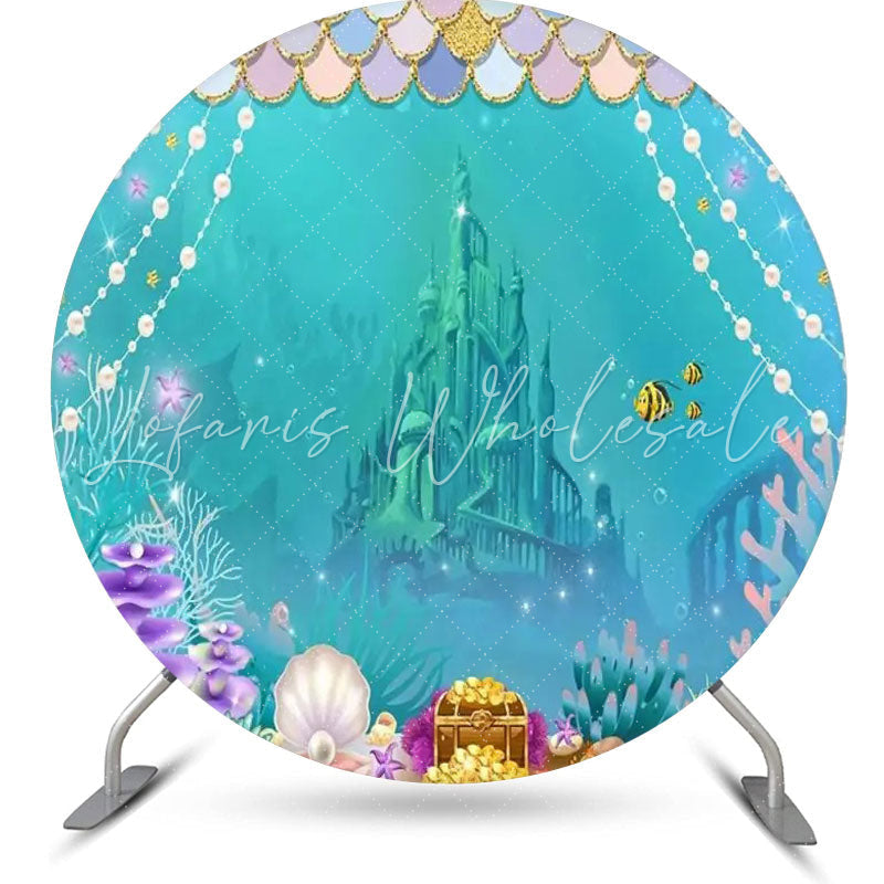 Lofaris Undersea Coral Treasure Castle Pearl Circle Backdrop