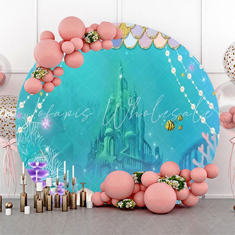 Lofaris Undersea Coral Treasure Castle Pearl Circle Backdrop