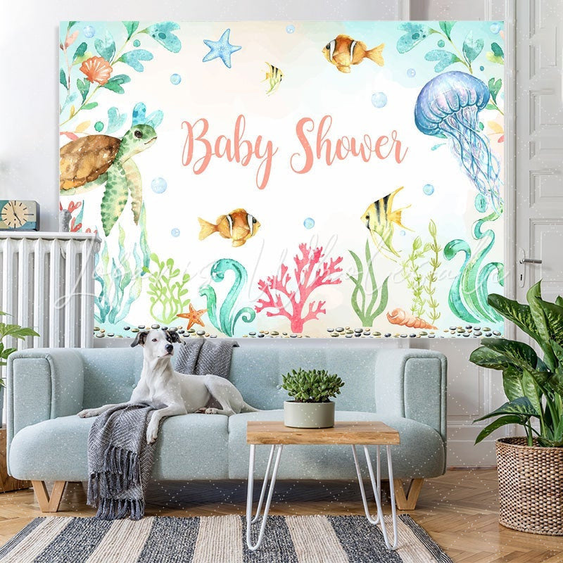 Lofaris Underwater Photoshoot Backdrop Summer Cartoon Fishes