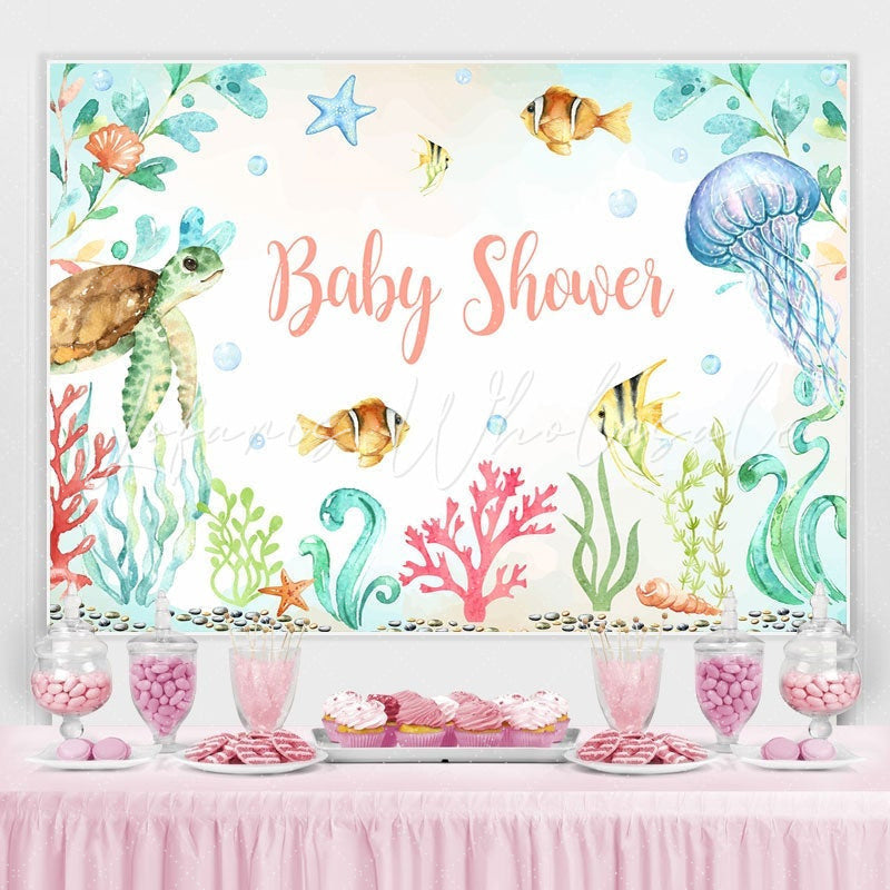 Lofaris Underwater Photoshoot Backdrop Summer Cartoon Fishes