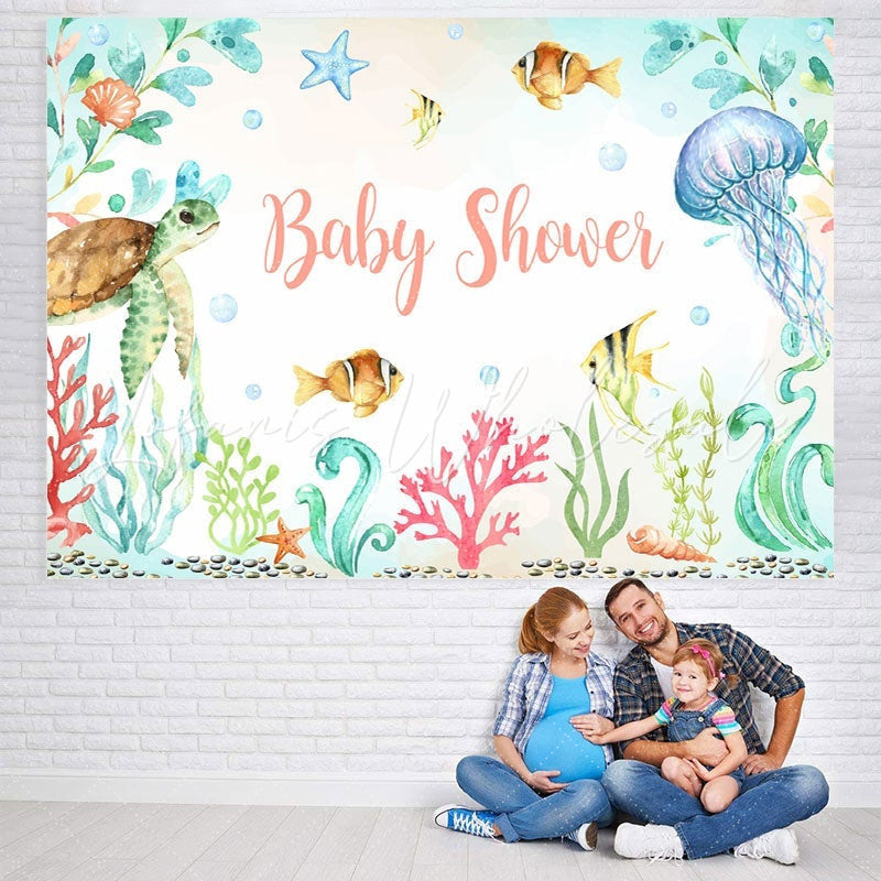 Lofaris Underwater Photoshoot Backdrop Summer Cartoon Fishes