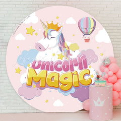 Lofaris Unicorn Magic Pink Round Backdrop For Girls Party