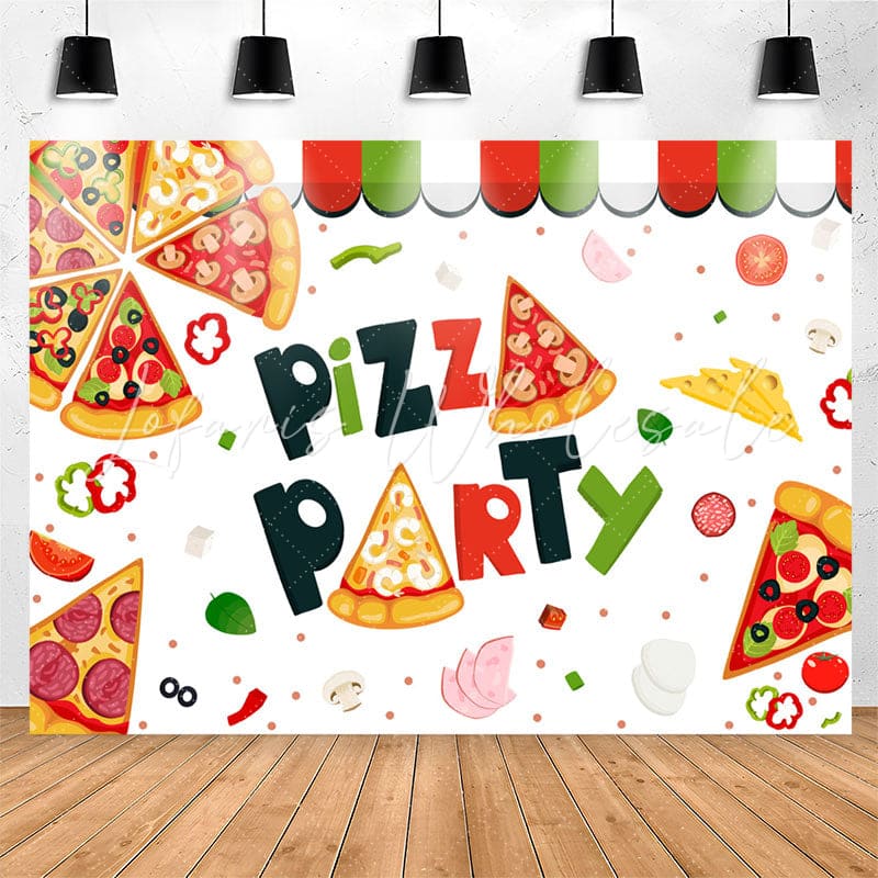 Lofaris Vegetable And Meat White Palatable Pizza Party Backdrop