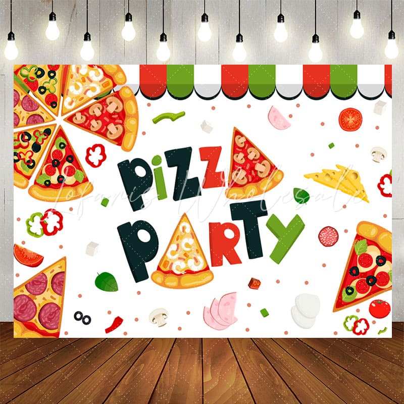 Lofaris Vegetable And Meat White Palatable Pizza Party Backdrop
