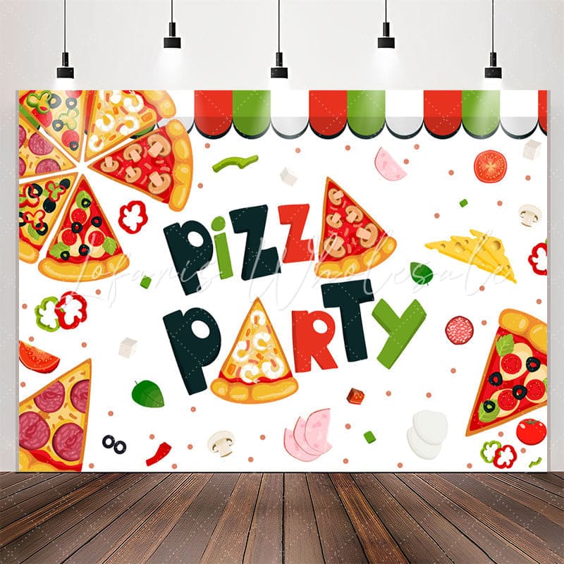 Lofaris Vegetable And Meat White Palatable Pizza Party Backdrop