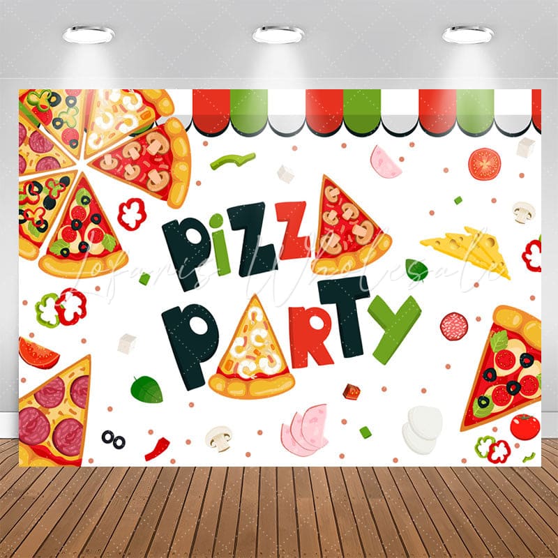 Lofaris Vegetable And Meat White Palatable Pizza Party Backdrop
