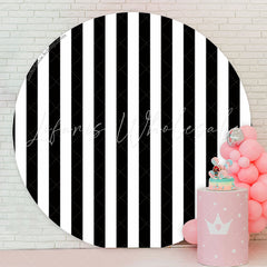 Lofaris Vertical Black White Stripes Round Backdrop For Party