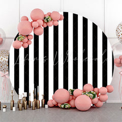 Lofaris Vertical Black White Stripes Round Backdrop For Party