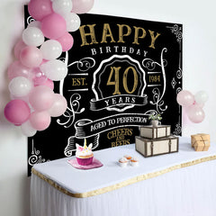 Lofaris Vintage Gold Black Perfection 40th Birthday Backdrop