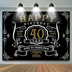 Lofaris Vintage Gold Black Perfection 40th Birthday Backdrop