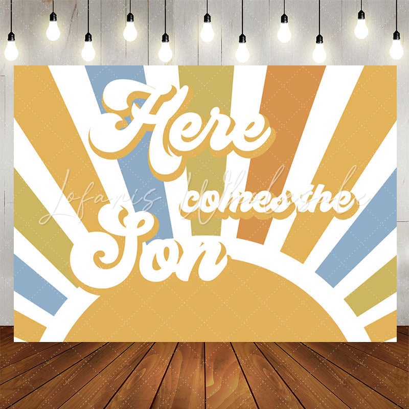 Lofaris Vintage Sun Here Comes The Son Baby Shower Backdrop