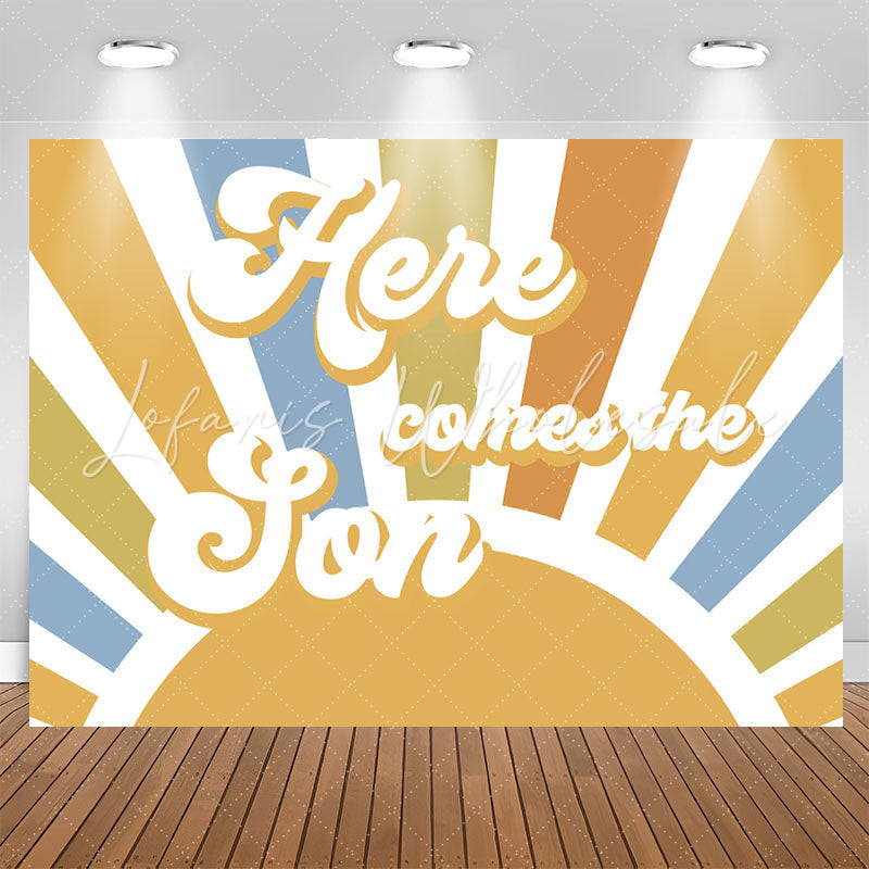 Lofaris Vintage Sun Here Comes The Son Baby Shower Backdrop