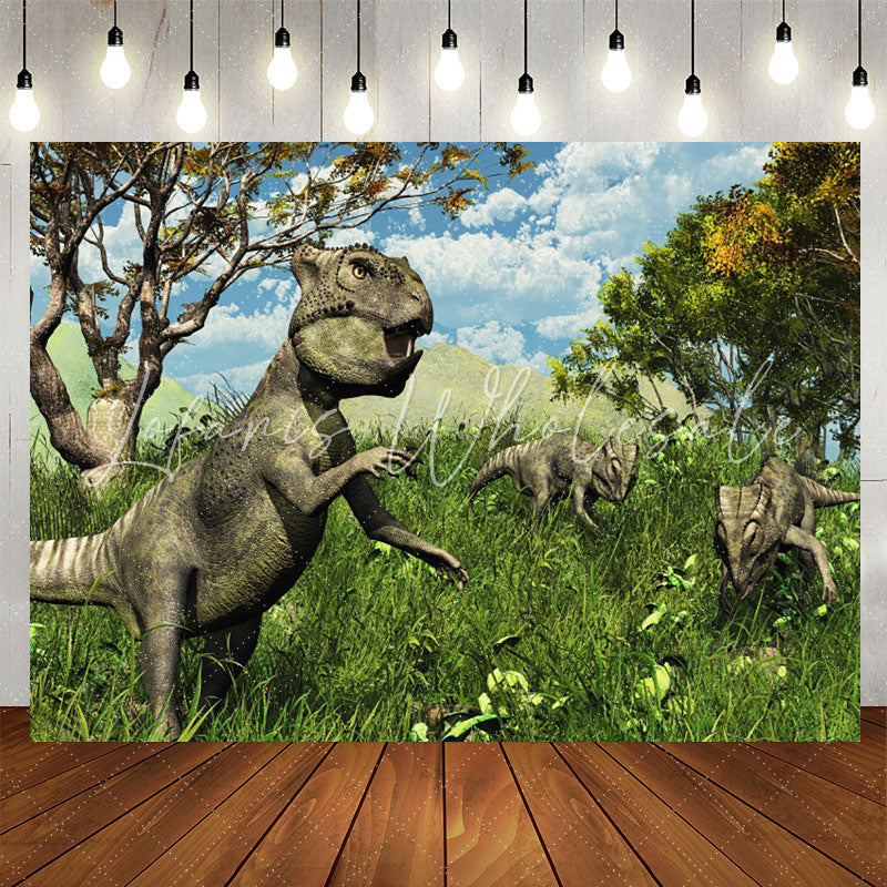 Lofaris Virgin Forest Dinosaur Birthday Backdrop For Boy