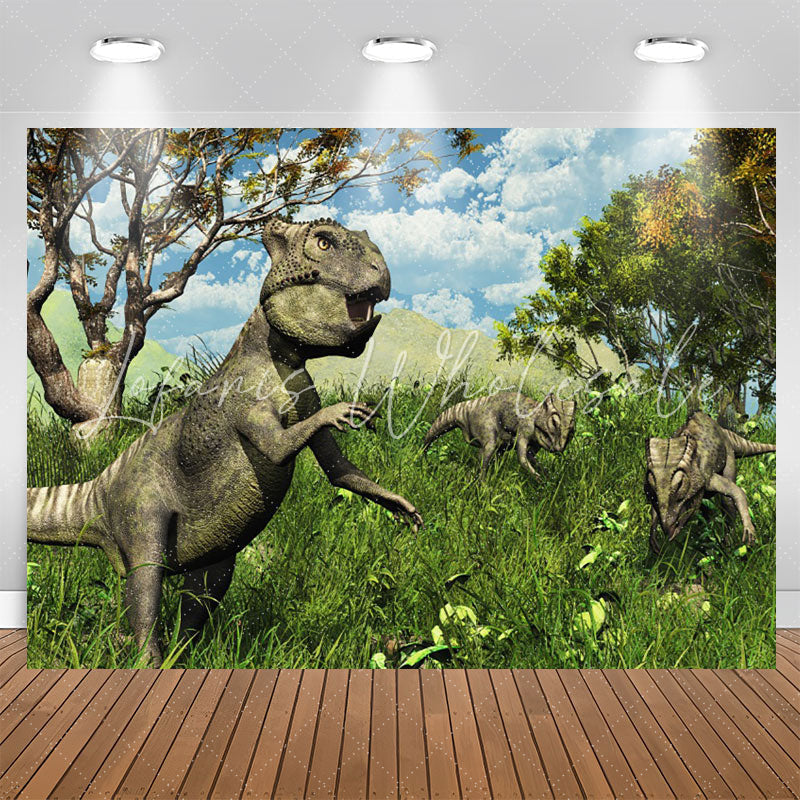 Lofaris Virgin Forest Dinosaur Birthday Backdrop For Boy