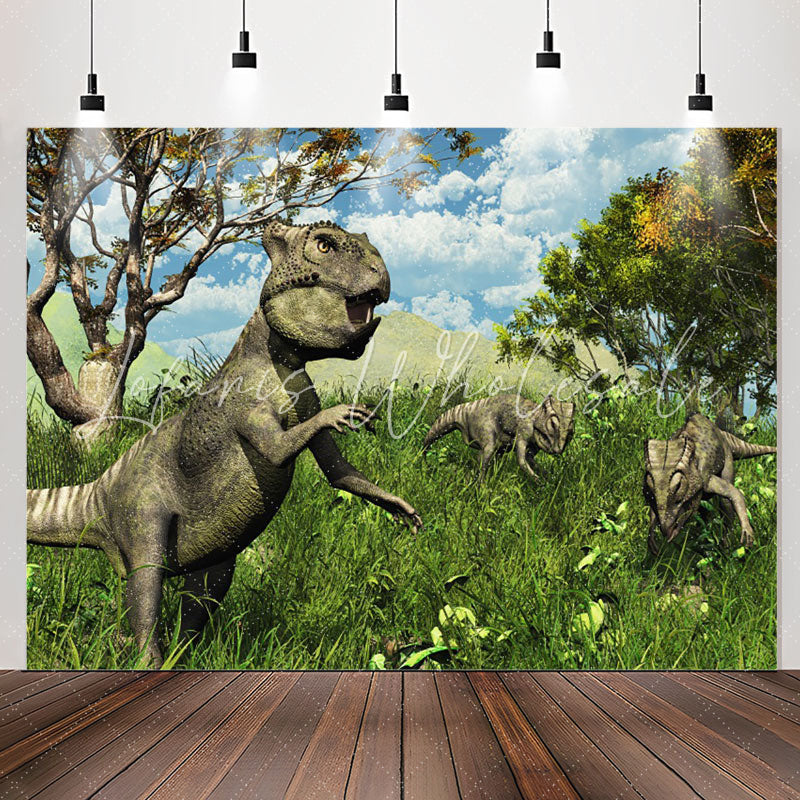 Lofaris Virgin Forest Dinosaur Birthday Backdrop For Boy