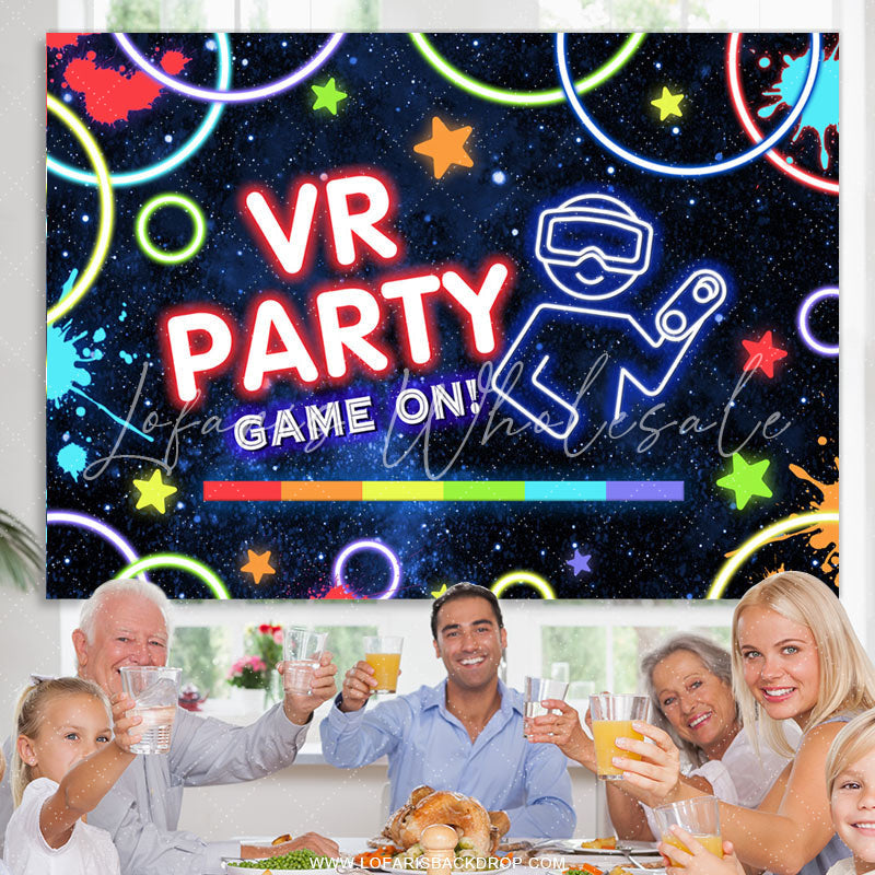 Lofaris Vr Game On Graffiti Happy Birthday Party Backdrop
