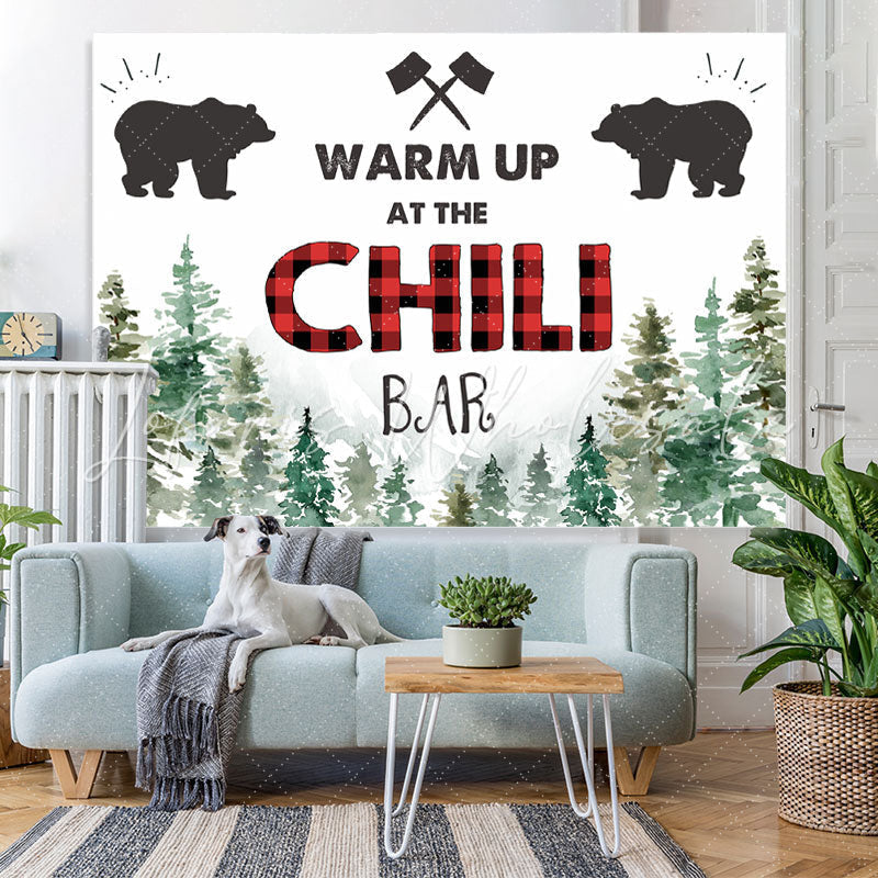 Lofaris Warm Up At The Chili Bar Pine forest Winter Backdrop