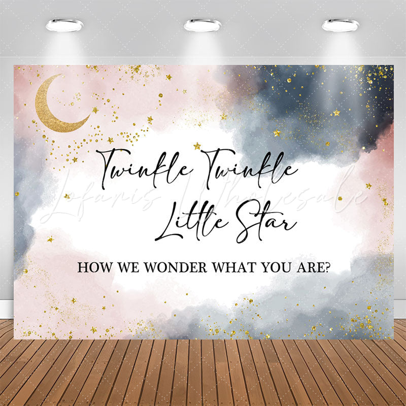 Lofaris Watercolor Gold Twinkle Star Baby Shower Backdrop