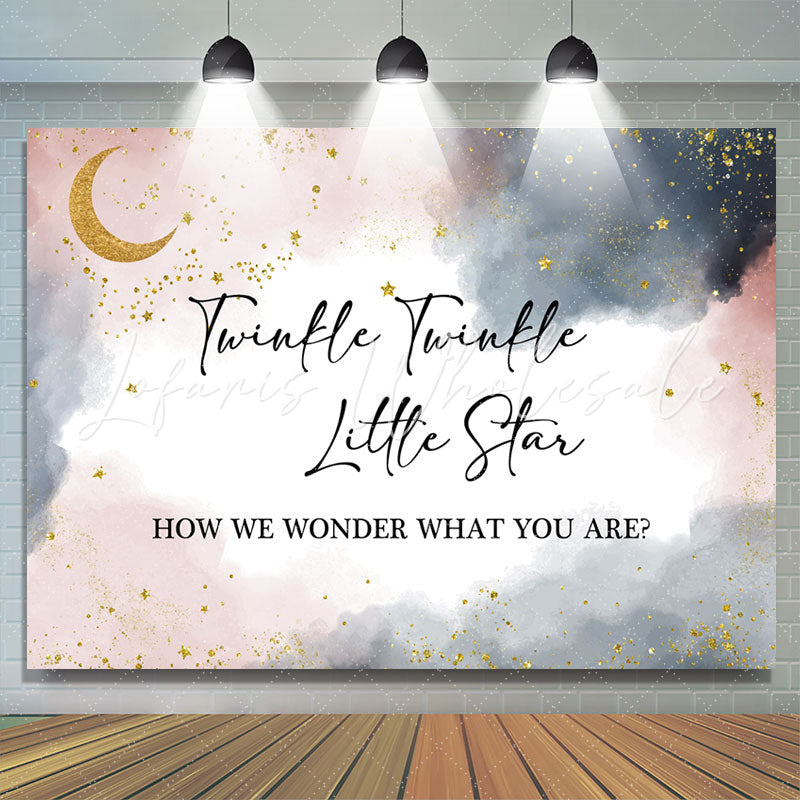 Lofaris Watercolor Gold Twinkle Star Baby Shower Backdrop