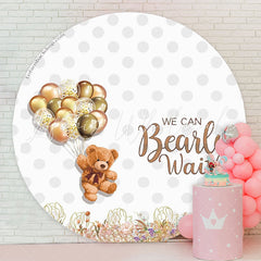 Lofaris We Can Bearly Wait Balloons Round Baby Shower Backdrop