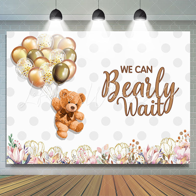 Lofaris We Can Bearly Wait Flying Bear Baby Shower Backdrop For Girl Boy