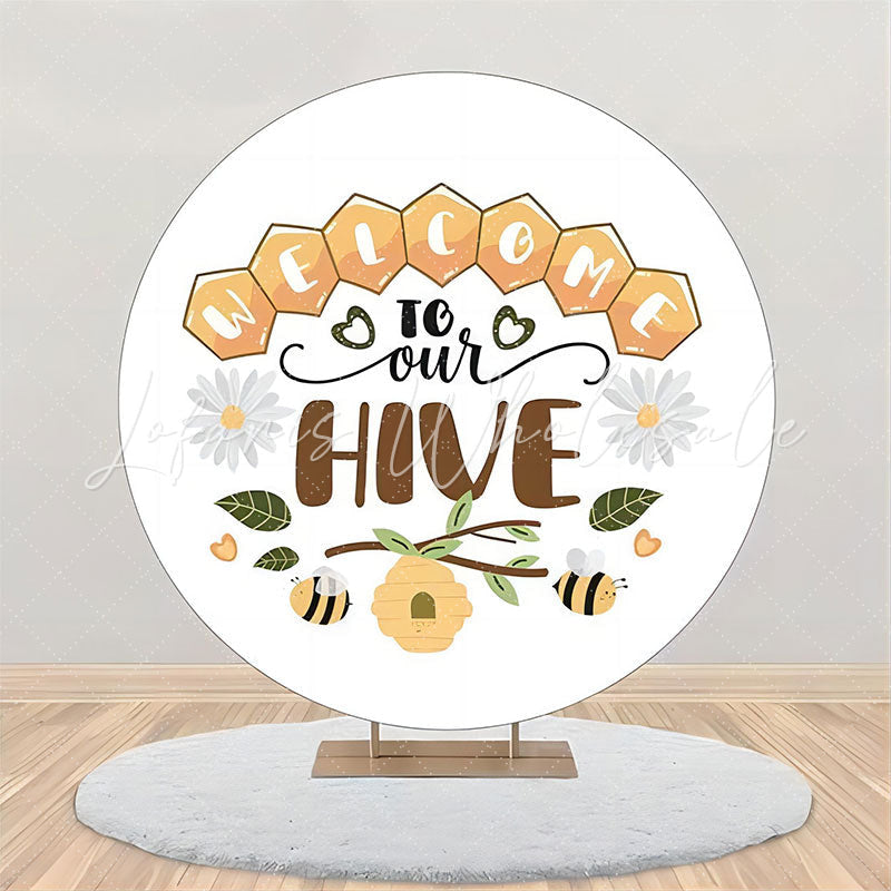 Lofaris Welcome To Our Hive Floral Round Birthday Backdrop