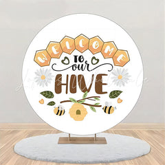 Lofaris Welcome To Our Hive Floral Round Birthday Backdrop