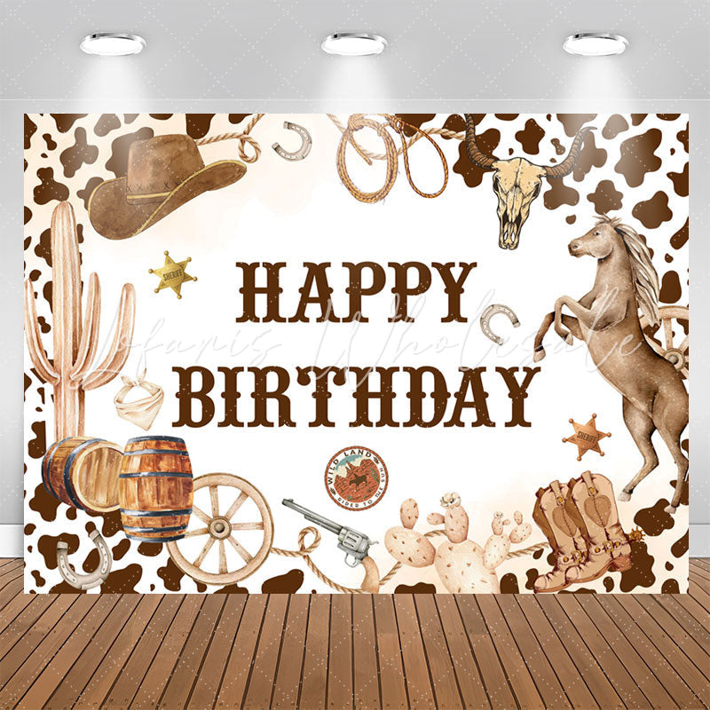Lofaris Western Cowboy Style Horse Birthday Party Backdrop