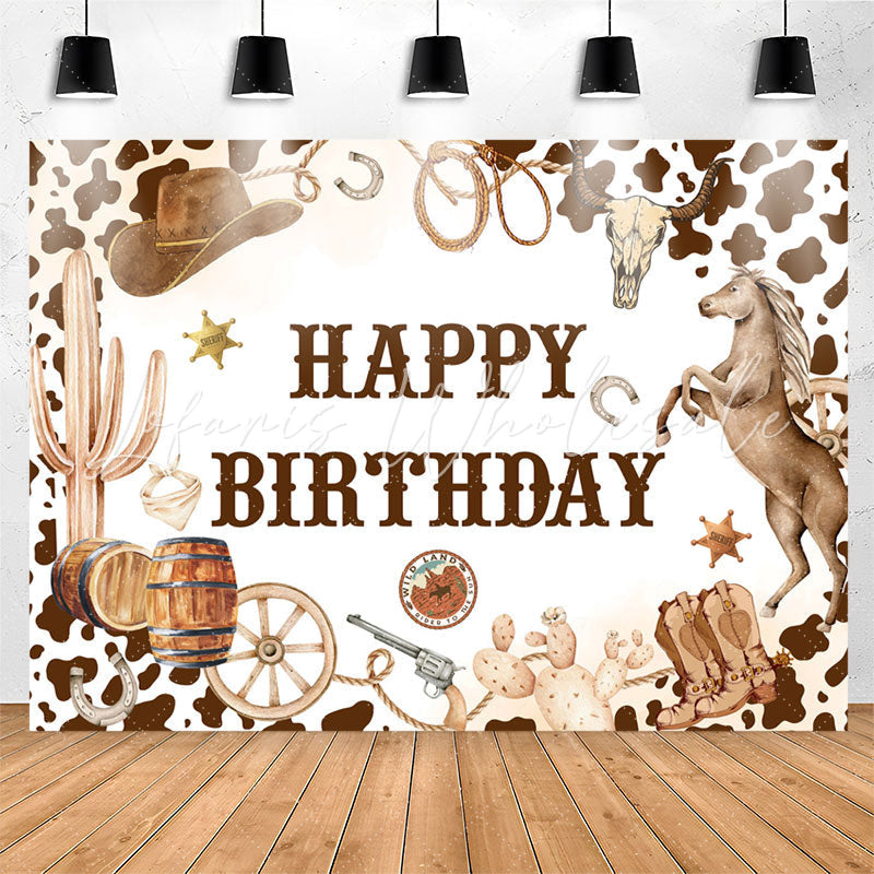 Lofaris Western Cowboy Style Horse Birthday Party Backdrop