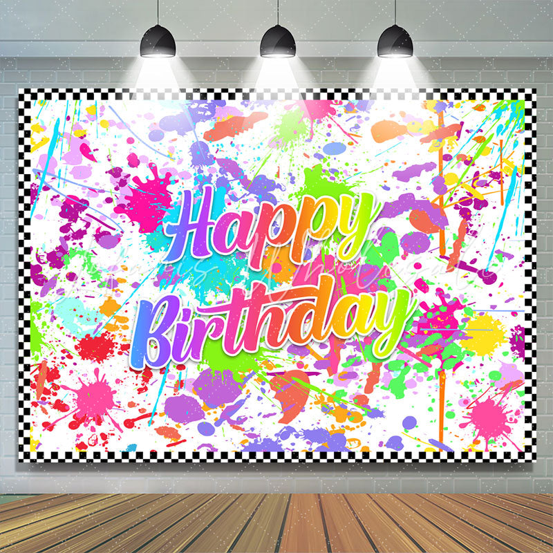 Lofaris White And Colored Graffiti Happy Birthday Backdrop